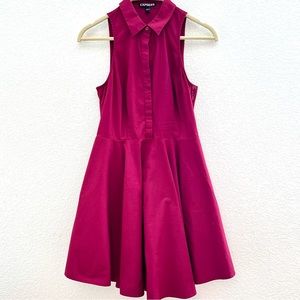 Express Fit and Flare Sleeveless Collared Dress | Color: Burgundy